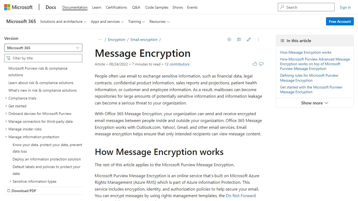 Office 365 Message Encryption - Microsoft Purview (compliance)